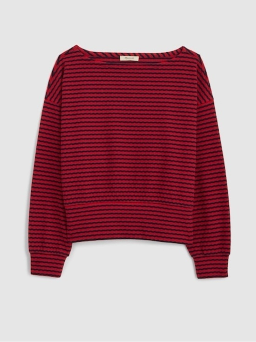 NEW…Madewell Textural-Stitch Striped Boatneck Top